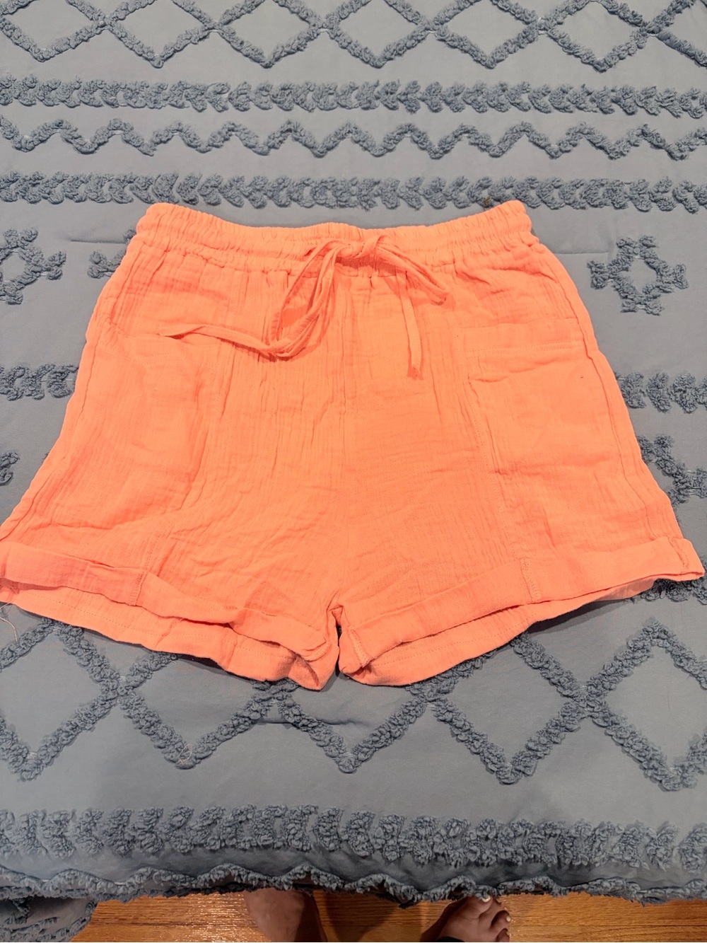 Source Unknown Coral High-Waist Drawstring Shorts